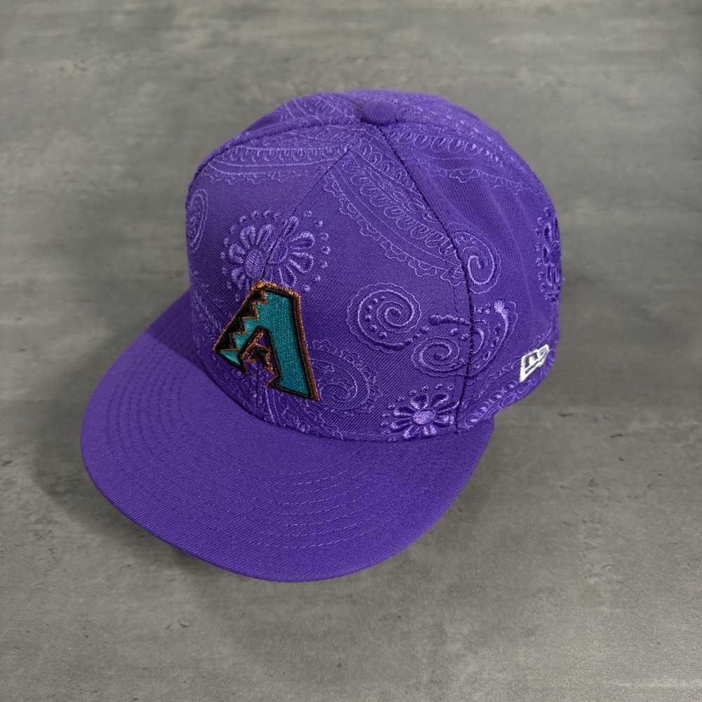 New Era Arizona Diamondbacks Hat 7 5/8 Purple Textured Bandana Paisley 59FIFTY
